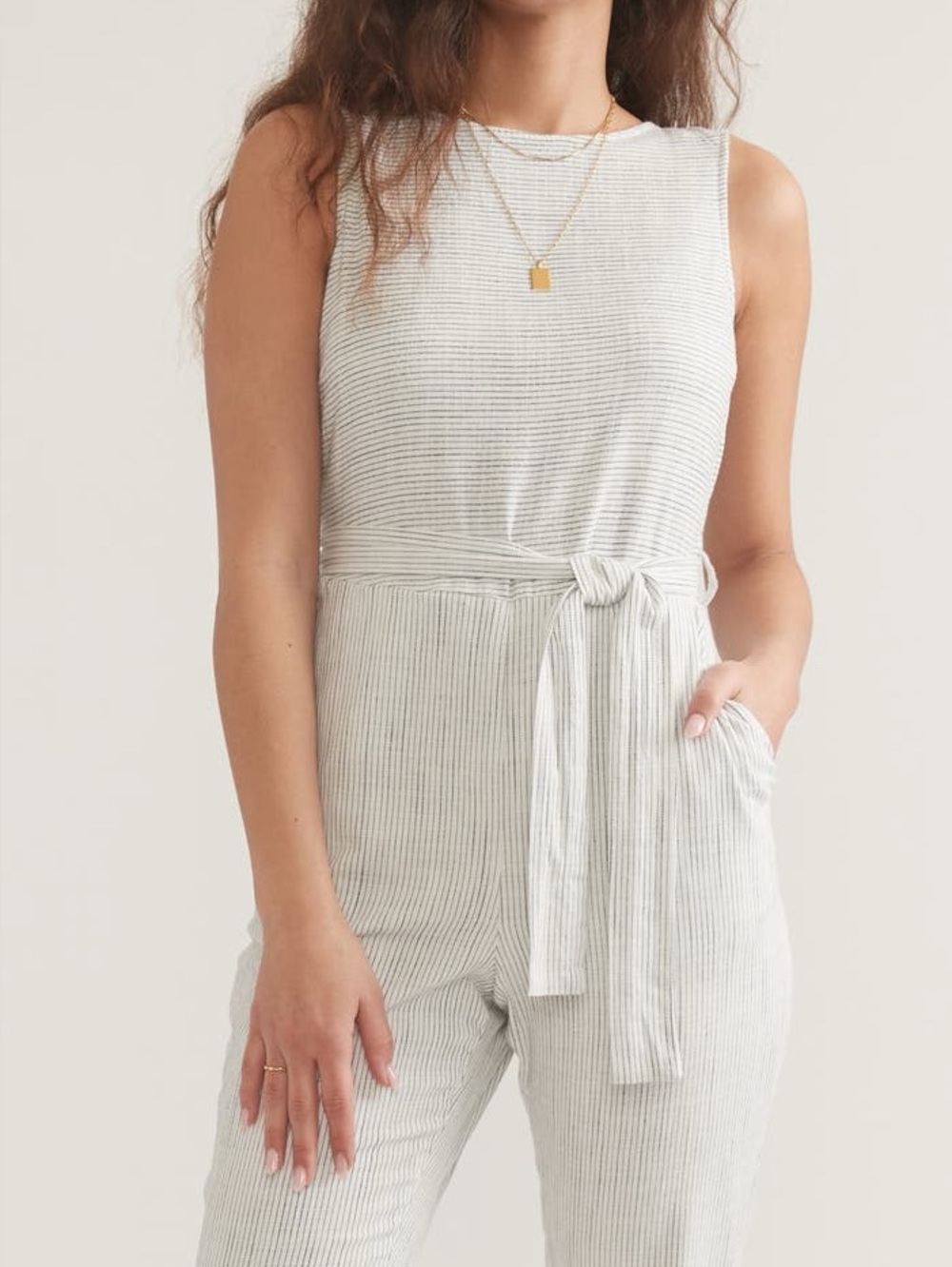 Marine Layer Eloise Belted Jumpsuit L